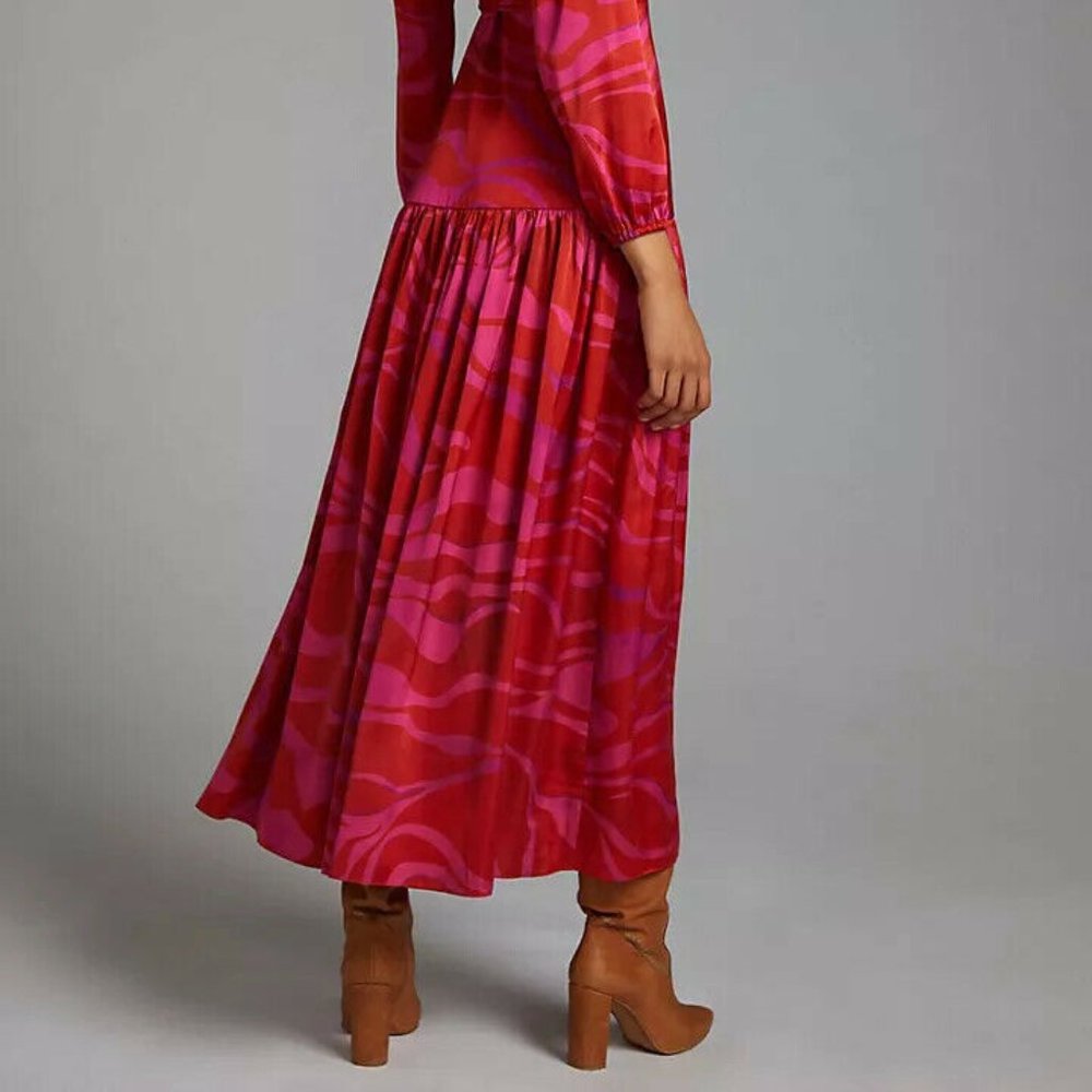 Anthropologie Zebra-Striped Wrap Maxi Dress - Picture 3 of 6